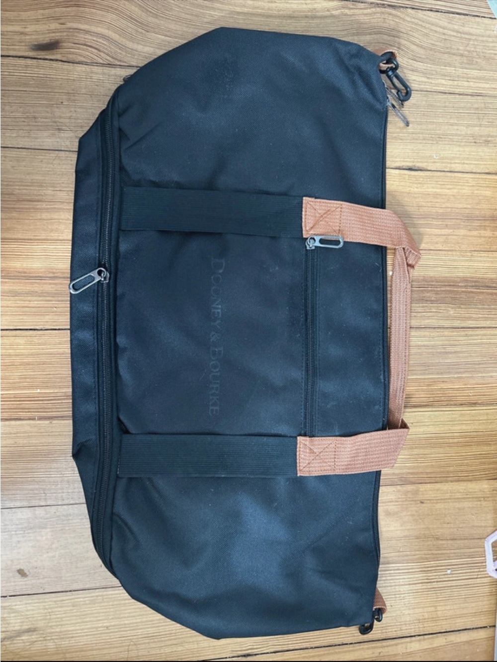 Dooney & Bourke Black Duffel with Tan Handles
